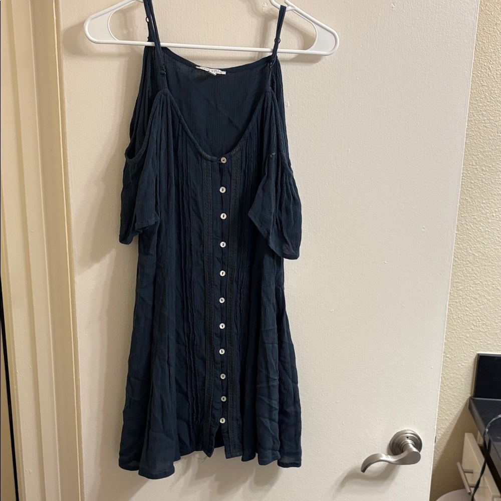 Patrons of Peace Navy Mini Dress with Button Detail